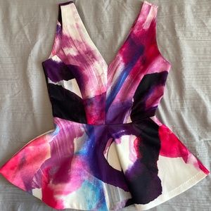 H&M abstract print peplum top size XS